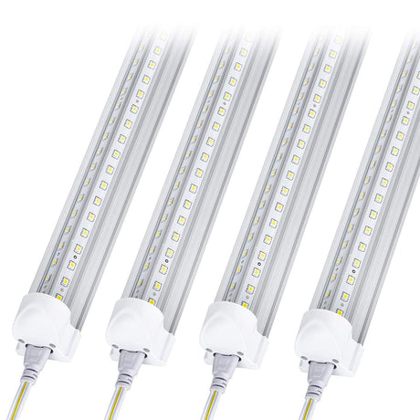 Singteam 10Pack 8Ft LED Shop Light Fixture, 90W Integrated LED Tube Light,10000LM, 6500K, Clear Cover,High Output,Double Row V Shape 270 Degree LED Lighting for Garage Warehouse Workshop Basement Singteam
