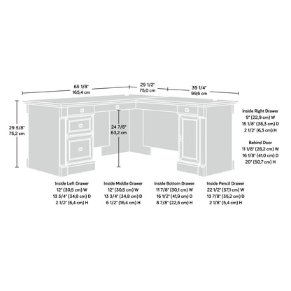 Sauder Palladia L-Shaped Desk, Vintage Oak finish - WoodArtSupply