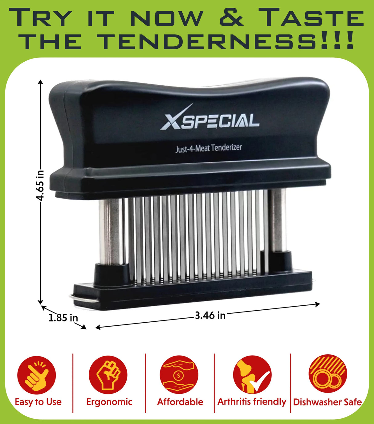 XSpecial Meat Tenderizer Tool 48 Blades Stainless Steel - Kitchen Cooking Gadgets Tools with Ultra Sharp Needle That Makes Steak & Chicken Tender - No More Hammer, Meat Pounder Or Mallet XSpecial