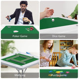 IWDOO 35.4" Square Folding Card Table, Mahjong Table with Green Felt，Chip Trays and Cup Holders, Portable Domino Tables for 4 Players, Card Game Tables for Mahjong Poker Domino Game IWDOO