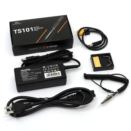 NovelLife Original TS101 Electric Soldering Iron Kit Adjustable Temperature Smart Digital Screen Display with TS B2 Solder Tip XT60 Power Cord USB Type C Cable 24V 3A Power Supply TS100 Upgrade NovelLife