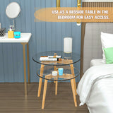 Bambloom Glass Coffee Table, Round Clear Nesting Tables Set of 2, Transparent Modern Accent Living Room Side Table End for Home Office Apartment Sofa, Easy Assembly Bambloom