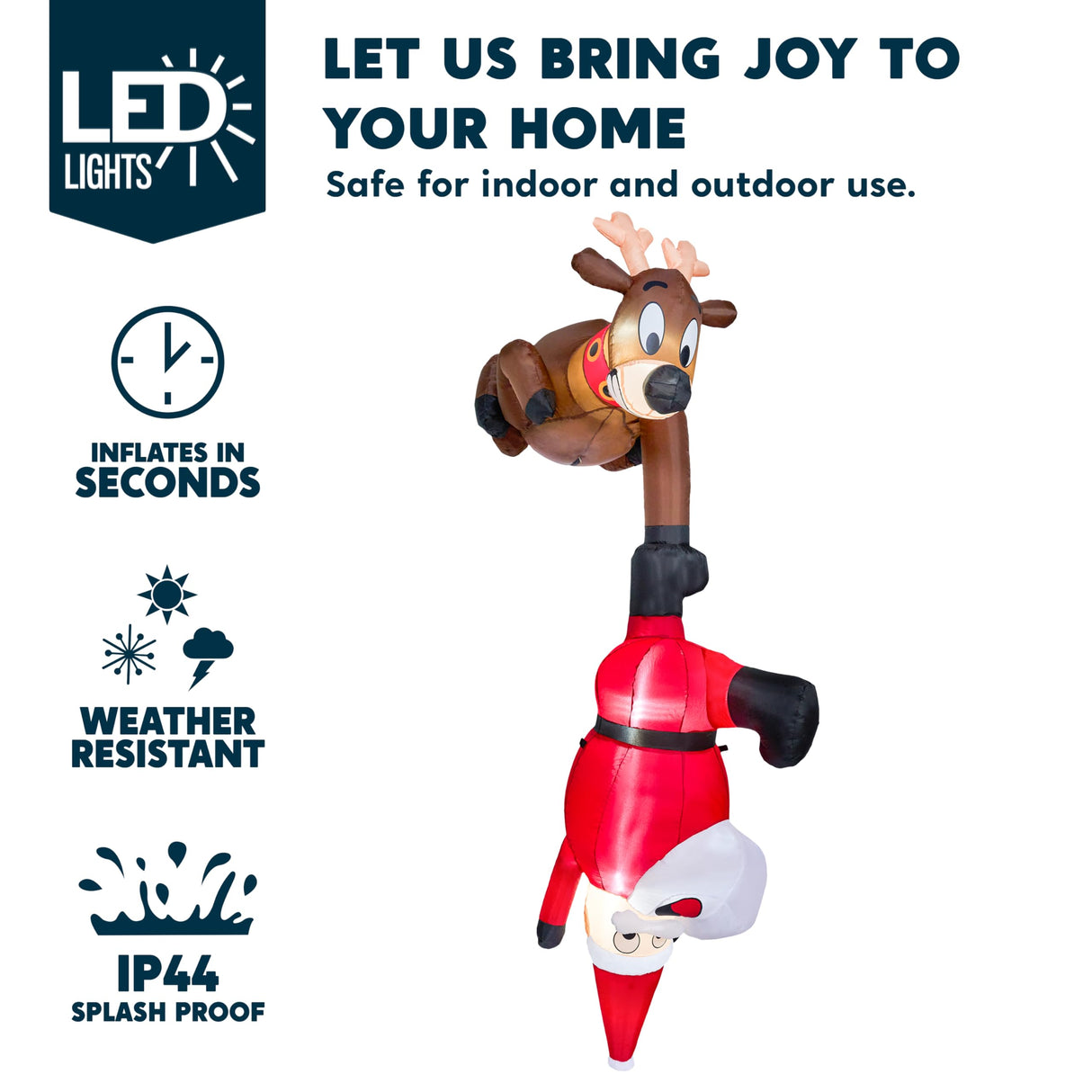 Joiedomi 8 FT Hanging Christmas Inflatables Decoration, Christmas Inflatable Reindeer and Climbing Santa, Blow Up Inflatable with Build-in LED for Xmas Party Indoor, Outdoor, Yard, Garden, Lawn Decor Joiedomi