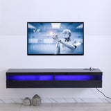wuleen Floating LED TV Stand, 71'' Wall Mounted Entertainment Center with Storage and LED Light Socket Board, Modern High Gloss TV Stand Fits Up to 80 Inch TV, led Floating Shelf wuleen