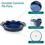 vancasso Stern Ceramic Pie Pan for Baking, 9 Inch Pie Plates with Ruffled Edge, Deep Dish Pie Pan for Apple Pie and Quiche, Large Pot Pie Baking Dishes, Thanksgiving Gifts - Blue vancasso