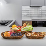 Hedume Set of 3 Wicker Baskets, Bread Baskets Sets, Tabletop Food Serving Baskets Trays, Handwoven Storage Basket Bin, Fruit Vegetables Sundries Storage Basket for Home, Restaurant, Bakery Hedume