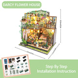 PANZIYU DIY Miniature House Kit, Fairy Dollhouse for Adults to Bulid,Tiny Home Making Kit with Wooden Furniture and LED, Halloween Decoration for Family and Friends (Darcy Flower House) PANZIYU