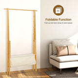 Cozivolife Bamboo Clothes Rack with Storage Box, Garment Rack Clothing Racks for Hanging Clothes, Foldable Wardrobe Storage Rack for Entryway and Bed Room (Natural) Cozivolife