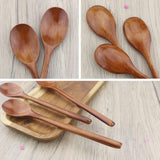 Wooden Spoons, 6 Pieces 9 Inch Wood Soup Spoons for Eating Mixing Stirring, Long Handle Spoon with Japanese Style Kitchen Utensil, ADLORYEA Eco Friendly Table Spoon ADLORYEA