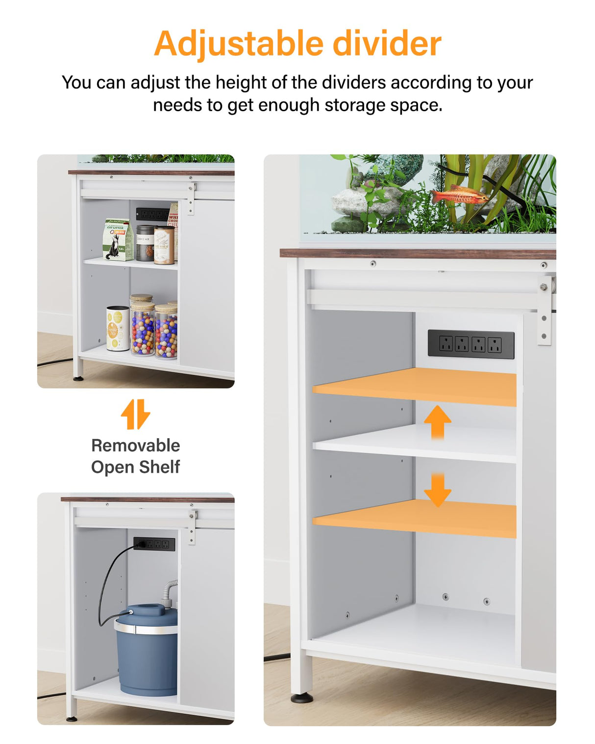 Aquarium Stand for 55 Gallon Fish Tank: Tank Stand Table with Cabinet Storage Accessories - Metal Fish Stand with Power Outlet for 55-75 Gallon Reptile Turtle Terrarium - Weight Capacity 1200 lb FILKO