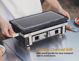 Onlyfire Charcoal BBQ Grill Hibachi Grill with Grid Lifter, Portable Yakitori Grill with Stainless Steel Grill Grate, BBQ Grill for Outdoor Camping Picnic Patio Backyard Cooking, 16 x 9 In Black ONLYFIRE GRILLS