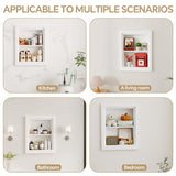 Solid Wood 14 X 18 Recessed Medicine Cabinet,2-Tier, Medicine Cabinet Organizer,Wall Niche, Bathroom Wall Cabinet, recessed bathroom Cabinet,Recessed Wall Cabinet, Bathroom Cabinet With Storage, White BPMFDTNL