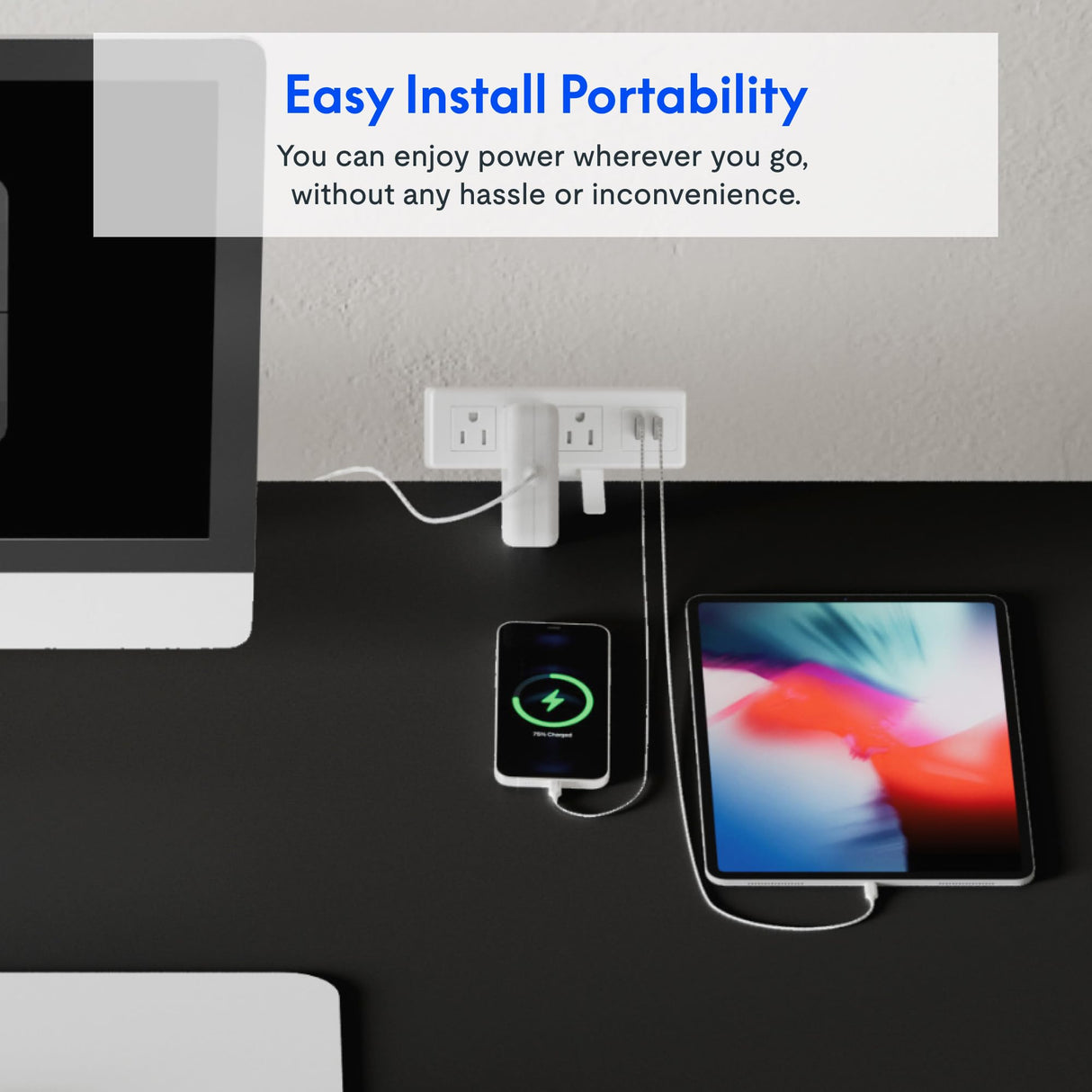 FLEXISPOT EN2 Electric Stand Up Desk 55 x 28 Inches Whole-Piece Desktop Height Adjustable Standing Desk with Desk Clamp Power Strip, Cable Management (White Frame + 55" Black Desktop, 2 Packages) FLEXISPOT