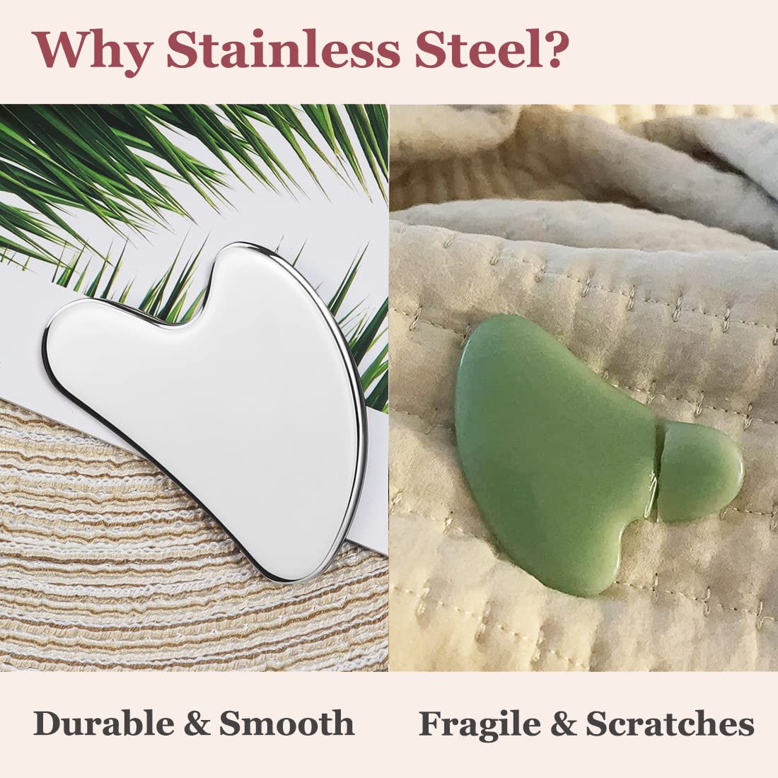 leiwo Stainless Steel Gua Sha and Face Roller Set, Facial Tool for Face Sculpting, Metal Skin Care, Massager for Women leiwo