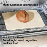 ROCKSHEAT Pizza Stone, 12"x11" Rectangular Pizza Stones for Oven Grill BBQ, Cordierite Baking Stone for Pizza Bread Pie with Unique 2 Handles Design ROCKSHEAT