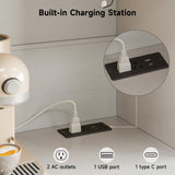 Lefurture 71” Tall Kitchen Pantry Cabinet with LED Light & Outlet & Drawer, Pantry Storage Cabinet with Microwave Shelf & 6 Hooks, Kitchen Hutch with Door Shelves & Adjustable Shelves, for Dining Room Lefurture