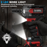 Sundpey Cordless Impact Wrench 600Ft-lbs(800Nm) - 21V 1/2" Brushless Driver With 2 * 4.0Ah Batteries - 2600RPM Gun for Lug Nuts With 6 Sockets, Fast Charger & Tool Case Sundpey
