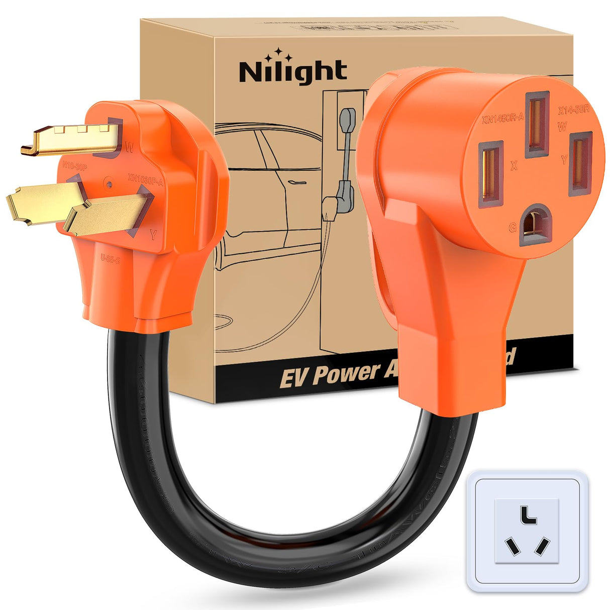 Nilight EV Charger Adapter Cord 30 Amp to 50 Amp 3 Prong Pure Copper Old Dryer Outlet to EV Plug Conversion Heavy Duty 10 Gauge Wire 10-30P 14-50R 30M/50F for Level 2 EV Charging Nilight