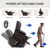 FLEXISPOT XL31 Power Lift Recliner Chair for Elderly, Electric Leather Lift Recliner Chair w/Massage & Heat, Cup Holders, Lift Reclining Chair Sofa for Living Room Bedroom (Brown) FLEXISPOT