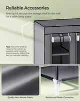 SONGMICS Closet Wardrobe, Portable Closet for Bedroom, Clothes Rail with Non-Woven Fabric Cover, Clothes Storage Organizer, 59 x 17.7 x 69 Inches, 12 Compartments, Gray ULSF03G SONGMICS