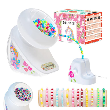 DAFENCHI Bead Spinner with Unicorn Pattern, Clay Bead Spinner for Jewelry Making, Electric Bead Spinner for Making Friendship Bracelets, Bracelet Maker for Clay Beads & Seed Beads, Gift Idea for Girls DAFENCHI