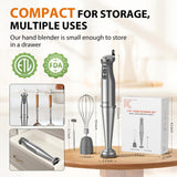 KOIOS Immersion Blender, 1000W Anti-scratch 3-in-1 Hand Blender, Upgraded 12 Speed Stainless Steel Blade Stick Blender with Turbo Mode, Whisk and Milk Frother, Non-BPA KOIOS