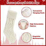 chamvis Christmas Stockings Cable Knitted Xmas Stockings, 4 Pack 18 Inches Fireplace Hanging White Christmas Stockings for Family Xmas Holiday, Christmas Tree, Fireplace Decorations chamvis