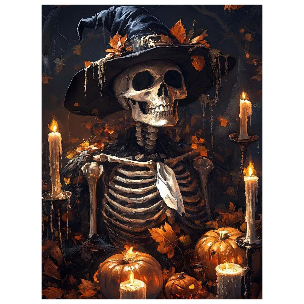 Hallloween Paint by Numbers for Adult, Skull Paint by Numbers Kit for Adults Beginners, DIY Acrylic Painting on Canvas for Home Wall Art Decor(16x20Inch Mandun