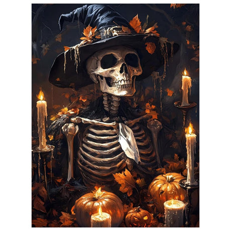 Hallloween Paint by Numbers for Adult, Skull Paint by Numbers Kit for Adults Beginners, DIY Acrylic Painting on Canvas for Home Wall Art Decor(16x20Inch Mandun