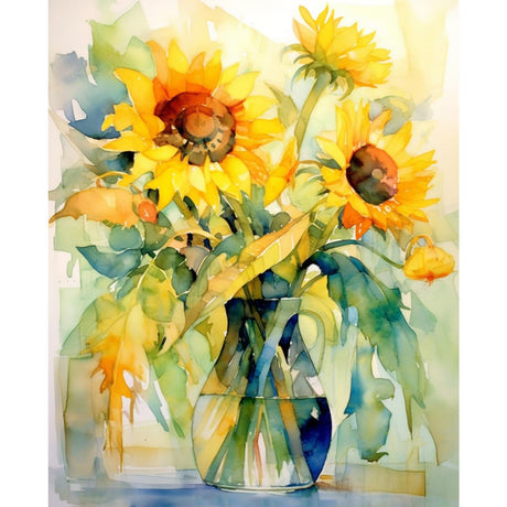 Tucocoo Sunflowers Paint by Numbers Kits 16x20 inch Canvas DIY Digital Oil Painting for Adults with Brushes and Acrylic Pigment - Abstract Watercolour Floral for Home Wall Decor Gifts (Without Frame) Tucocoo