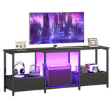HOOBRO LED TV Stand with Storage, LED Entertainment Center with Open Shelves and Drawer, Fits TVs up to 55", Television Stand for Living Room, Bedroom, Black BB123DDS01 HOOBRO