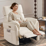 Power Recliner Rocking Chair Nursery Gliders with Adjustable Armrests and Headrest, Swivel Electric Glider Reclining Nursing Chair with USB Port and Storage Bags, FSC Certified(Leather, Beige) MELLCOM