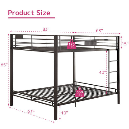 Acme Kaleb Metal Frame Queen Over Queen Bunk Bed with Ladder in Sandy Black