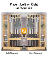 Wall Room Divider, Modern Freestanding Wood Room Divider Screen with Coat Rack Cabinet and Display Shelf for Home Office Decorative (Khaki,39.5" L x 11.8" W x 79" H) Kavie