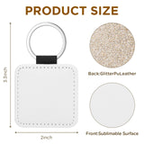 Equsion 16 Pcs Sublimation Blanks Keychain Glitter PU Leather Keychain Heat Transfer Keyring for DIY Crafts Making (Square) Equsion