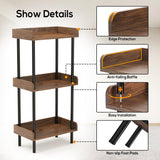 Daiumulti Bookshelf, 3 Tier Bookcase, Industrial Small Book Shelf, Rustic Brown Bookshelf, Metal Display Shelf Storage Organizer for Living Room, Bedroom& Home Office Daiumulti