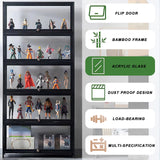 ouioyggk Curio Display Cabinet, 5-Tier Storage Shelves with Acrylic Glass Door, Collectibles Toy Organizers Rack & Display Shelf, Kids Bookshelf and Bookcase for Playroom, Bedroom ouioyggk