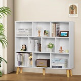 YAHARBO Modern White 10-Cube 3-Tier Bookshelf with Legs for Stylish Storage YAHARBO