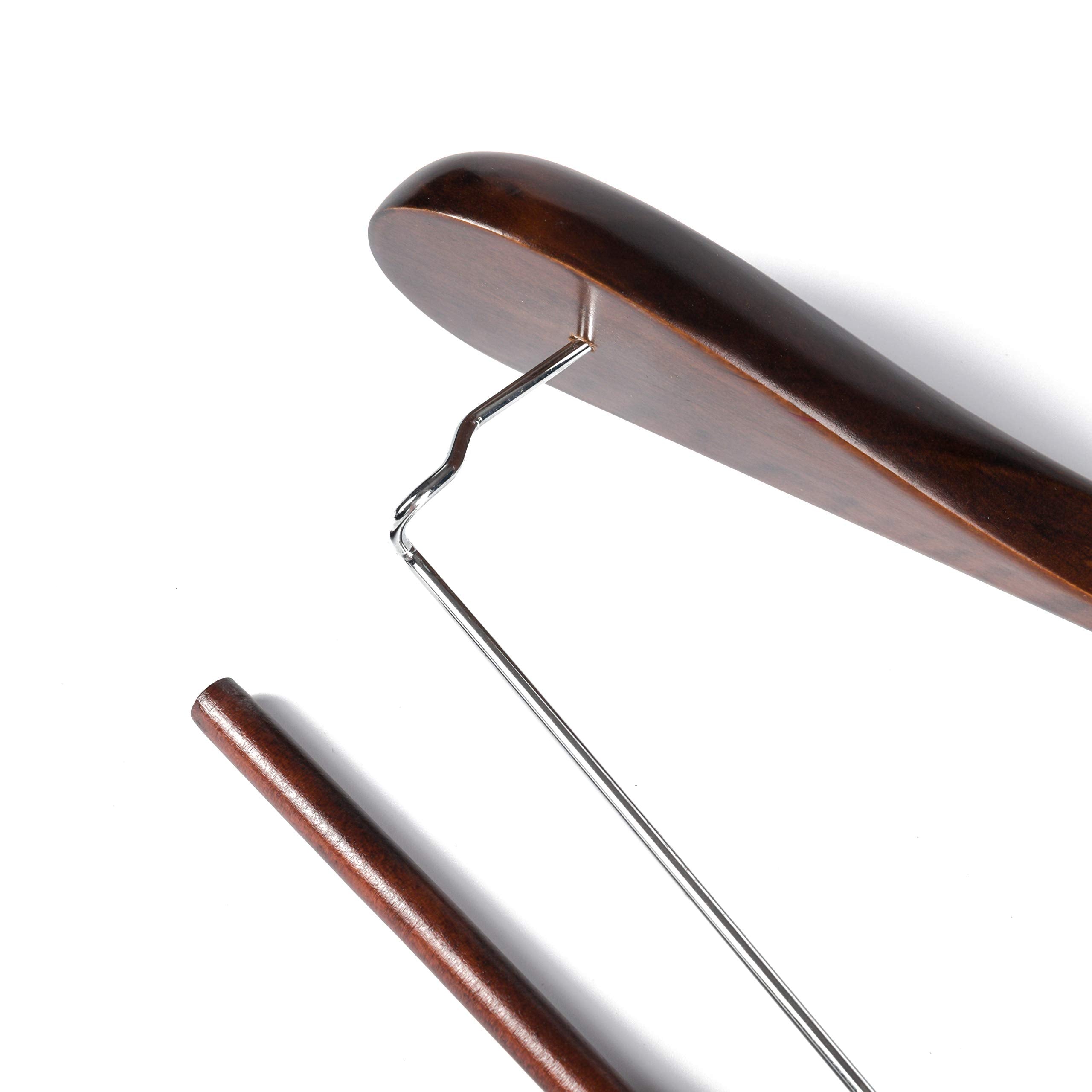 Luxury Wide Shoulder Wooden Hangers 6 Pack with Locking Bar - Thumbnail 4