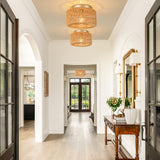 SineRise Rattan Ceiling Light Fixtures (12-Inch, LED Bulb Included), Hand-Woven Boho Flush Mount Ceiling Light, Rattan Chandelier for Hallway Kitchen Farmhouse Foyer Entryway Living Room(Gold) SineRise