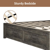 LUXOAK King Size Farmhouse Wooden Bed Frame, Platform Bed Frame with 49.2" Headboard/No Box Spring Needed/Noisy Free/Easy Assembly/Grey LUXOAK