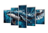 Diamond Painting Animal Whale 5 Panel Diamond Art Kits for Adults, 5D DIY Full Drill Rhinestone Embroidery Paintings, Cross Stitch Crystal Art Paint by Numbers Crafts, Home Decor Gifts 50x30in q-2380 Wenpeef