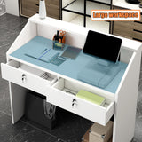 Reception Desk with Counter, Modern Front Desk with Lockable Drawers, White Retail Counter for Checkout Salon, Lobby, Store, Small Wood Cashier Table with Cable Grommet (White, 31x 14 x 36 inches) TEENKON