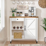 4 EVER WINNER Kitchen Island Cart, Farmhouse Kitchen Island with Drawer Wine Rack, Kitchen Cart Microwave Cart with Storage, Adjustable Shelf Island Table for Kitchen, Living Dining Room, White 4 EVER WINNER