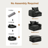 Korser 122" Sectional Couches for Living Room, Modular Boneless Couch with Deep Seat & Fluffy Cushion, Cozy Double-Layer Cushioned Sofa with Convertible Ottoman, Comfy Cloud Sofa, No Assembly Required Korser