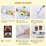 Bowetile Halloween Framed Paint by Numbers for Adults Beginners, Easy Adults' Paint-by-Number Kits on Canvas, Acrylic Castle Number Painting Crafts Kits Halloween Gifts for Home Decor, 8x12in Bowetile