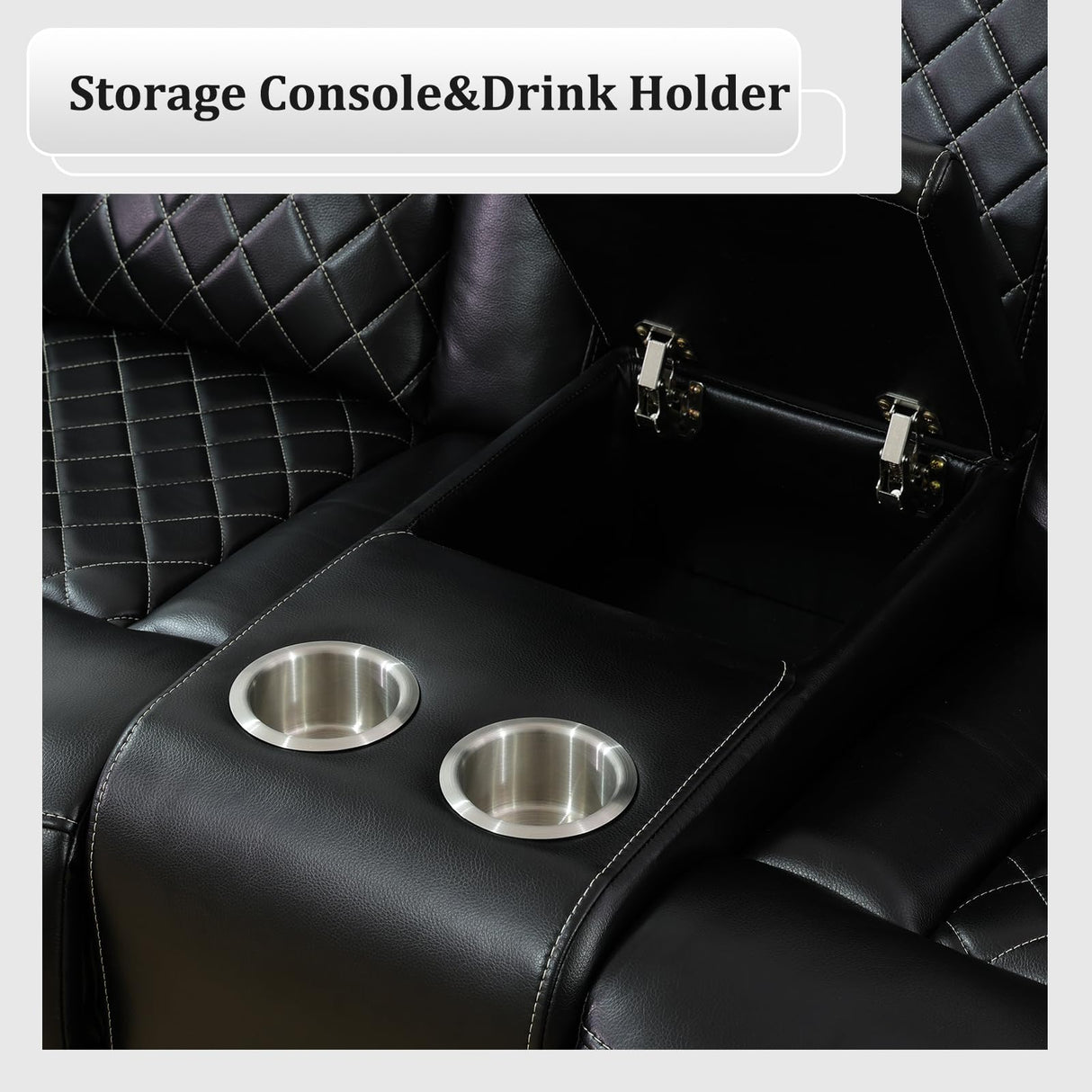 Plithzy Power Recliner Sofa Set with LED, Breathing Leather Living Room Furniture, Reclining Leather Couches with USB Ports/Cup Holder/Armrest Storage for Home Theater (Sofa and Loveseat, Black) Plithzy