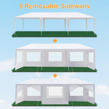 Outvita Outdoor Party Tent, Patio Canopy Tent Gazebo with Removable Sidewalls Instant Event Tent for Cater Events Wedding Birthday Pavilion Beach BBQ (10'x30') Outvita