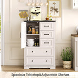 Maupvit Farmhouse 5 Drawer Dresser for Bedroom, 31.5" Tall Wood Chest of Drawers Storage Cabinet with Metal Handle for Living Room, White Maupvit