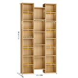 FOTOSOK 71’’ Tall Bookshelf, Triple Wide Bookshelf with Adjustable Shelves, 8 Tier Media CD DVD Storage Rack, Diaplay Cabinet Shelf, Wooden Book Shelf DVD Storage Shelf for Home Office, Natural FOTOSOK